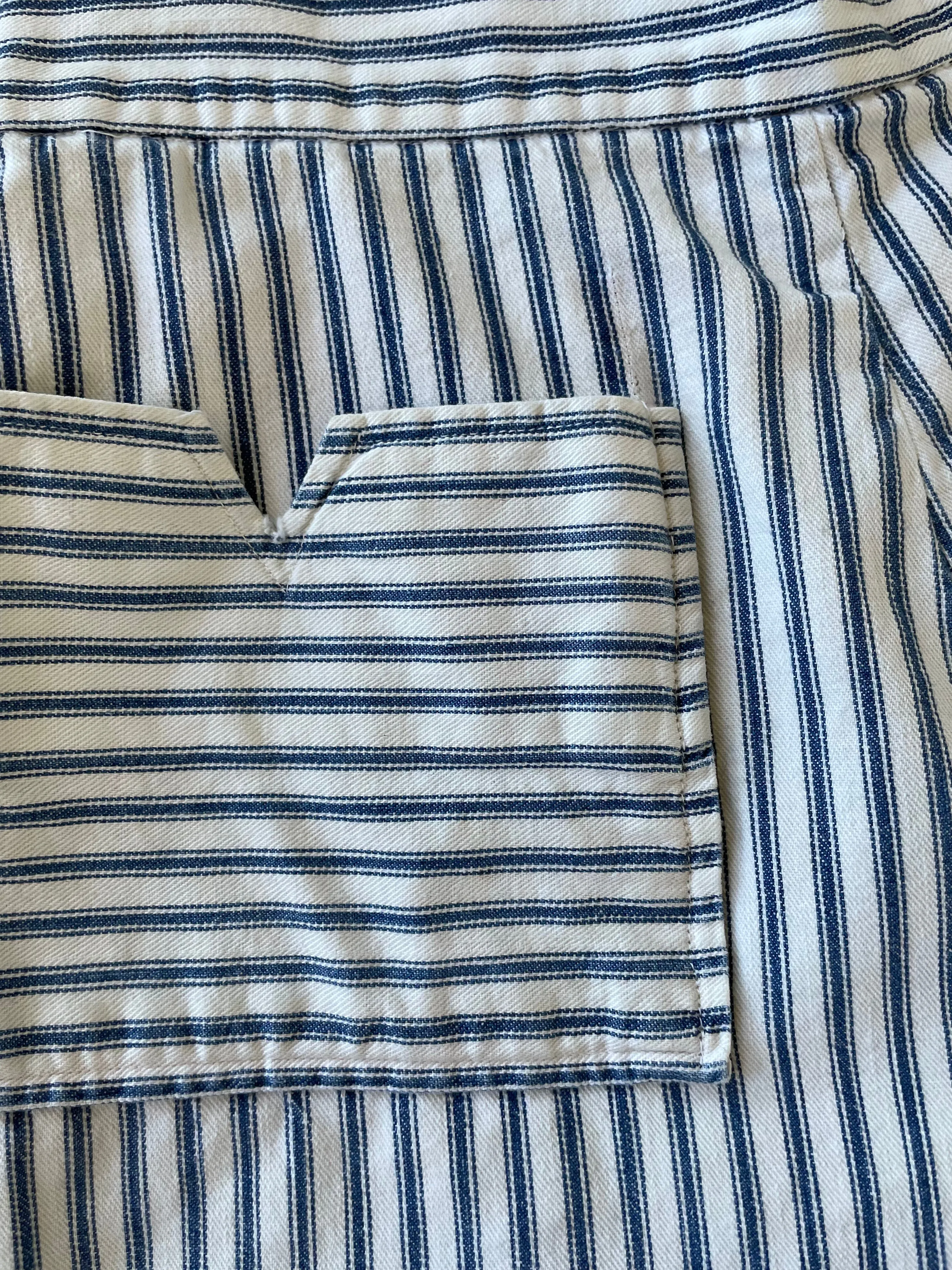 1950s Ticking Stripe Cuffed Side Zip Shorts