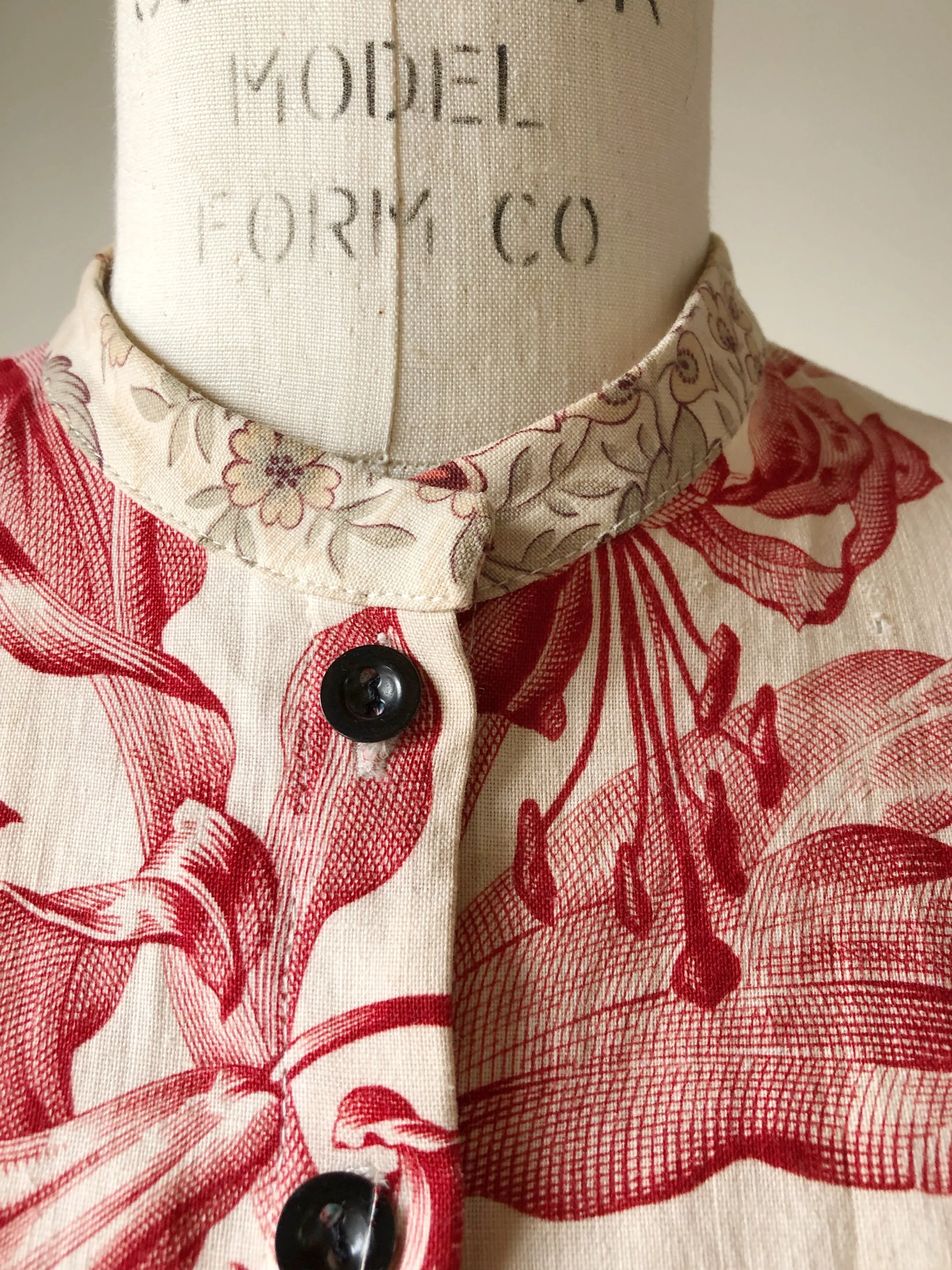 19th century antique toile and cotton shirt dress size 0