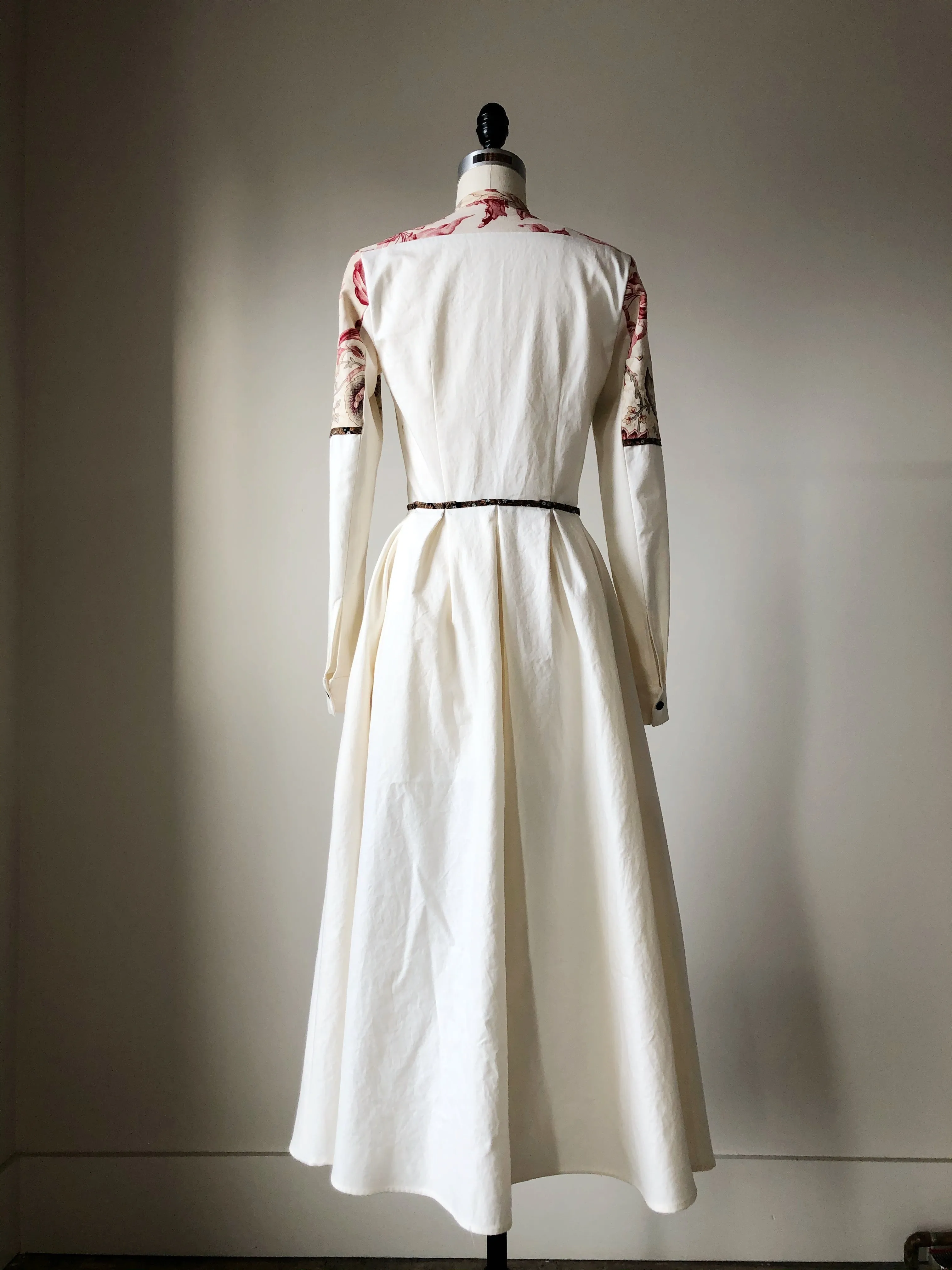 19th century antique toile and cotton shirt dress size 0