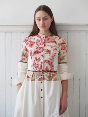 19th century antique toile and cotton shirt dress size 0