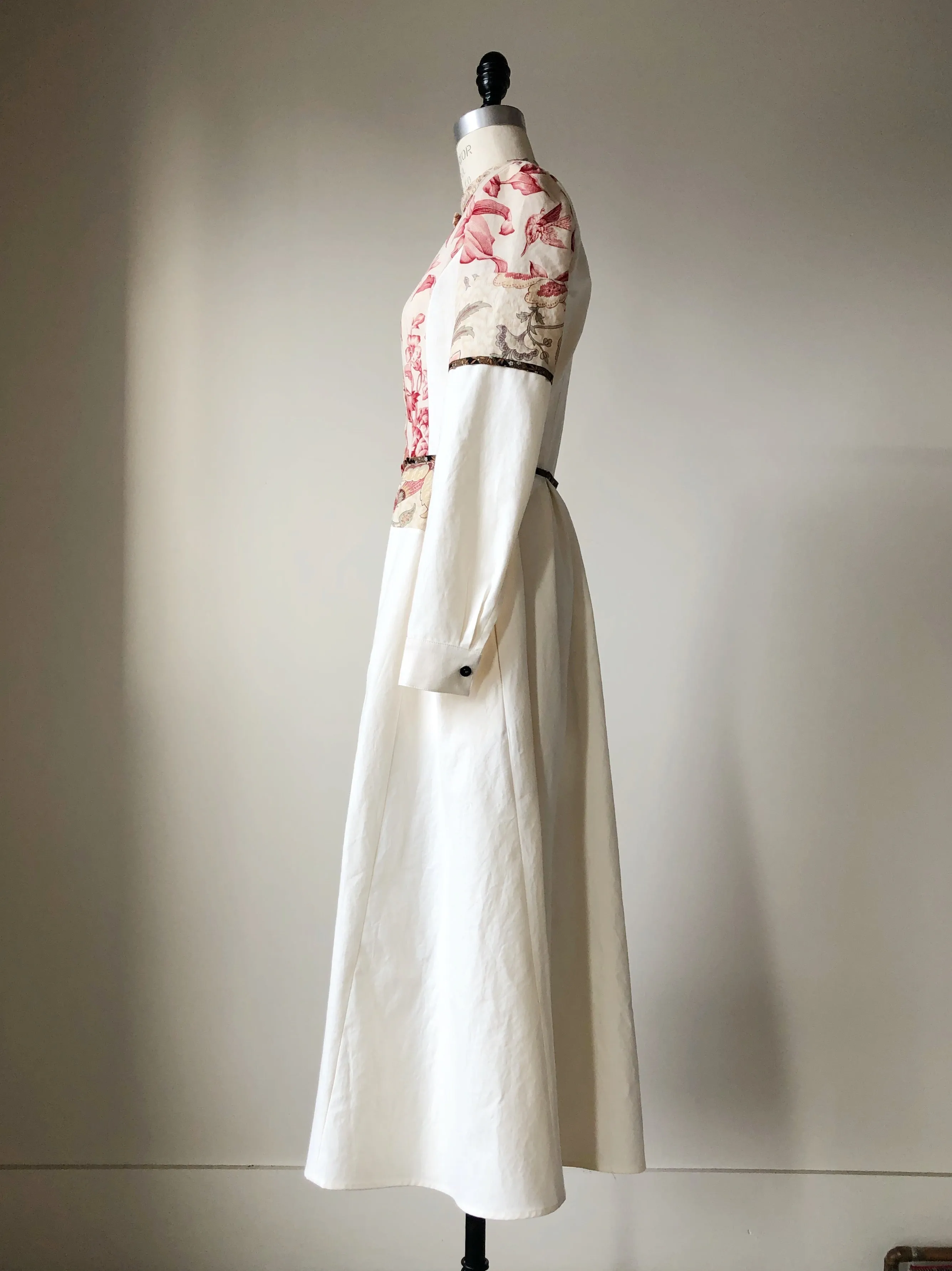 19th century antique toile and cotton shirt dress size 0