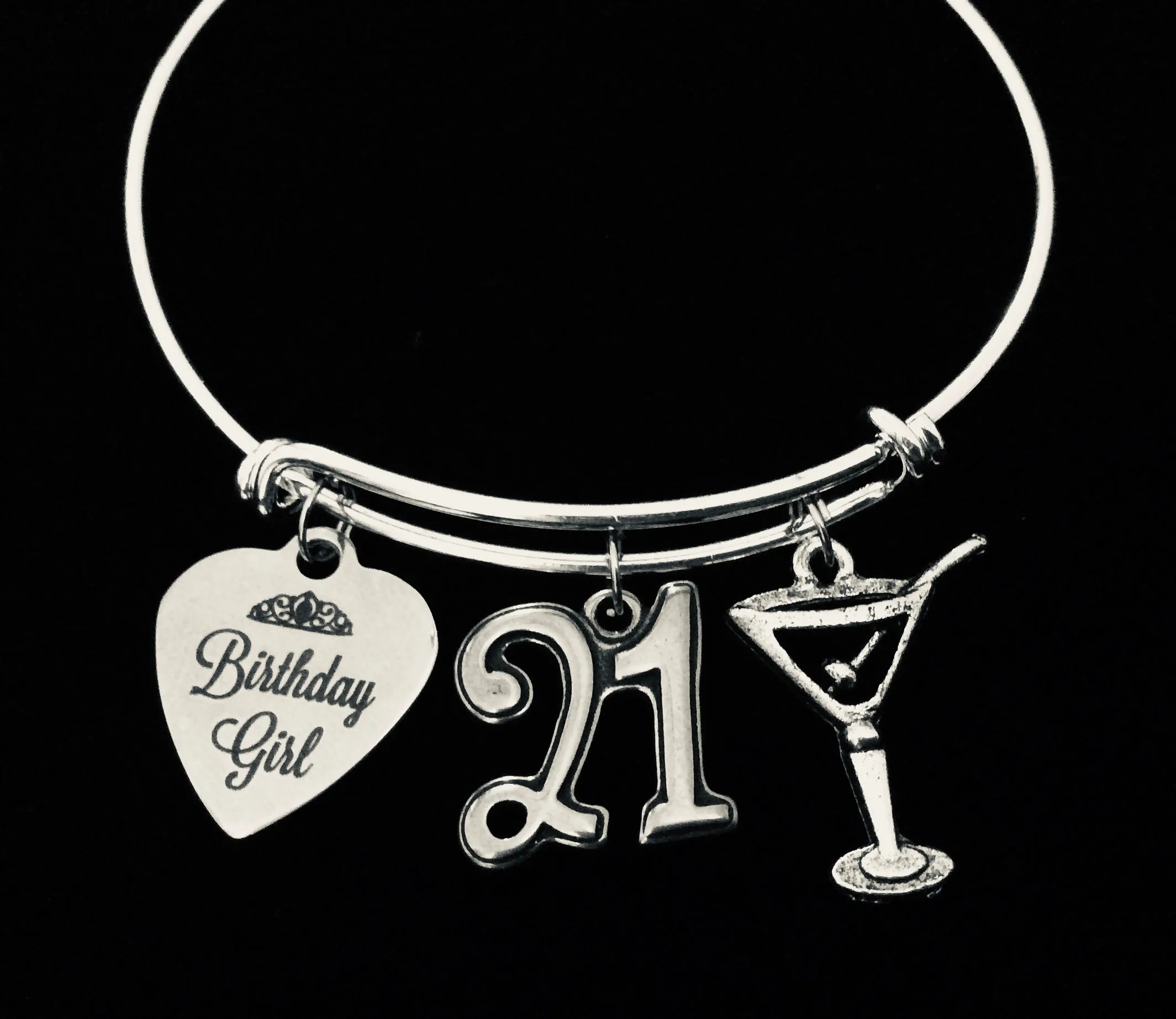21st Birthday Gift for Women Expandable Charm Bracelet Adjustable One Size Fits All Happy 21st Birthday