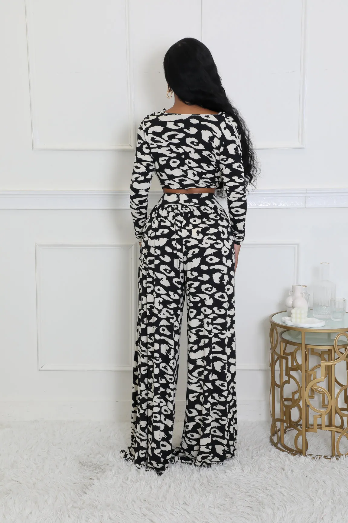28185P-Cowl Neck Top & Wide Leg Pants (4PCS)