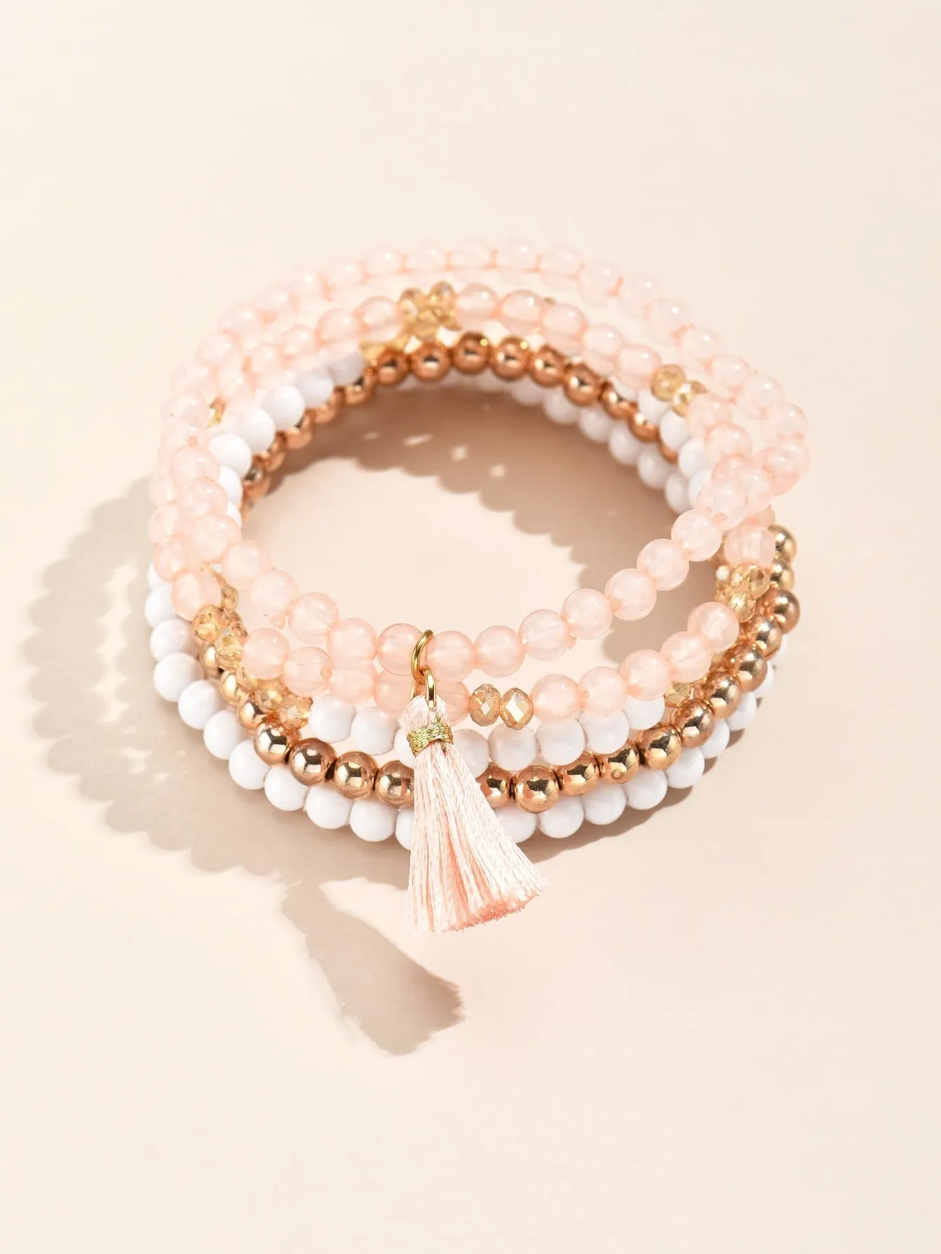 5pcs Tassel Charm Beaded Bracelet - Multicolor