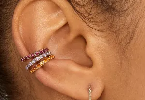 6 Color Ways - Solid Color Rhinestone Single Ear Cuff in Gold