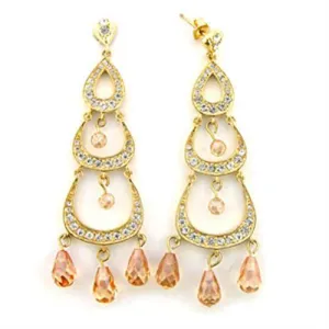 7X372 Gold 925 Sterling Silver Earrings with AAA Grade CZ in Champagne