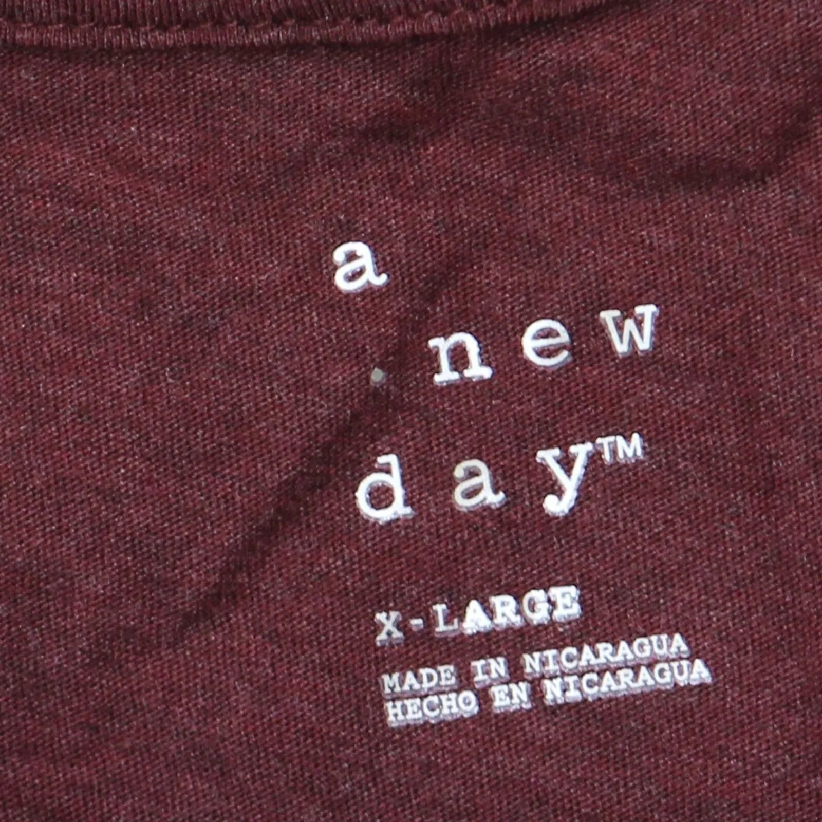 A New Day Womens Cuffed Shorts Sleeve Shirt Top Maroon Red XL