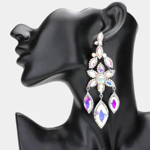 AB Flower Triple Marquise Stone Chandelier Evening Earrings   | Statement Earrings | 608503