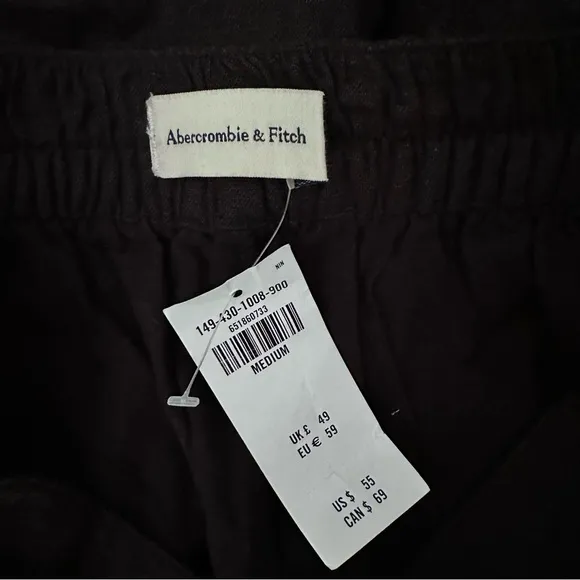Abercrombie &amp; Fitch Linen Blend Black Shorts Size Medium NWT‎