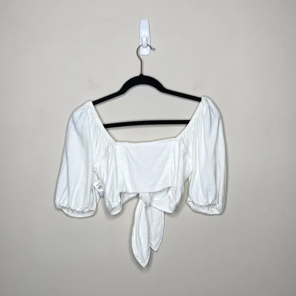 Abercrombie &amp; Fitch Matching Set Linen Blend Tie Front Top High Waisted Shorts