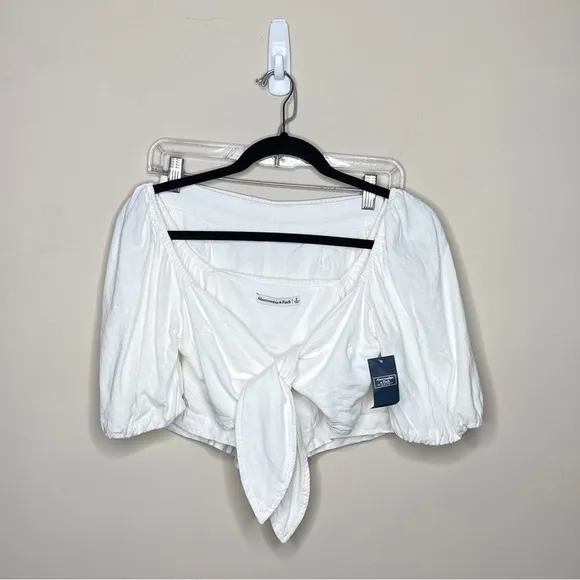 Abercrombie &amp; Fitch Matching Set Linen Blend Tie Front Top High Waisted Shorts