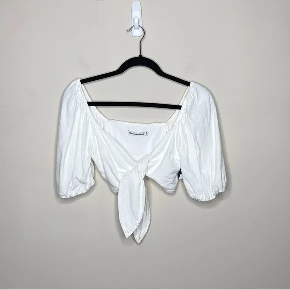 Abercrombie &amp; Fitch Matching Set Linen Blend Tie Front Top High Waisted Shorts
