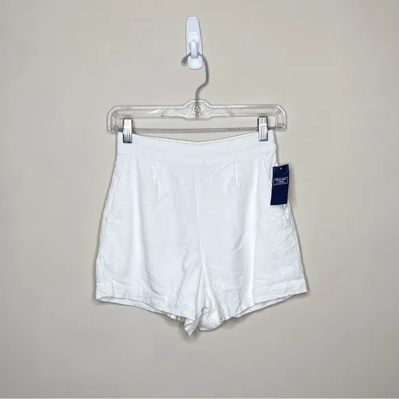 Abercrombie &amp; Fitch Matching Set Linen Blend Tie Front Top High Waisted Shorts