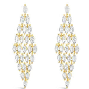 Absolute Gold & Clear Crystal Oval Baguette Chandelier Earrings