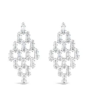 Absolute Silver & Clear Crystal Baguette Chandelier Earrings
