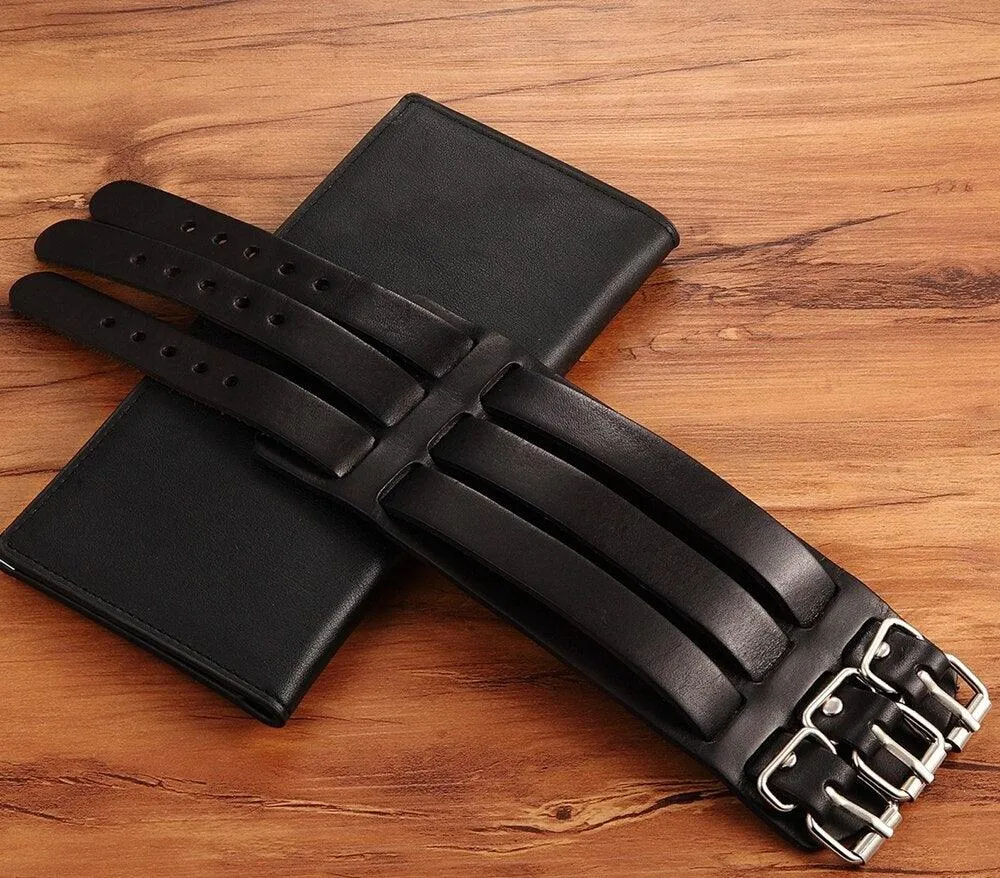 Accessorize with Attitude: Adjustable Genuine Leather Cuff Bracelet Punk Rock Jewelry
