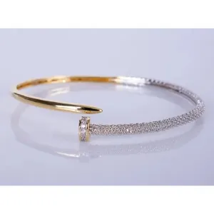 Adjustable Nail Bangle Crystal Embellished