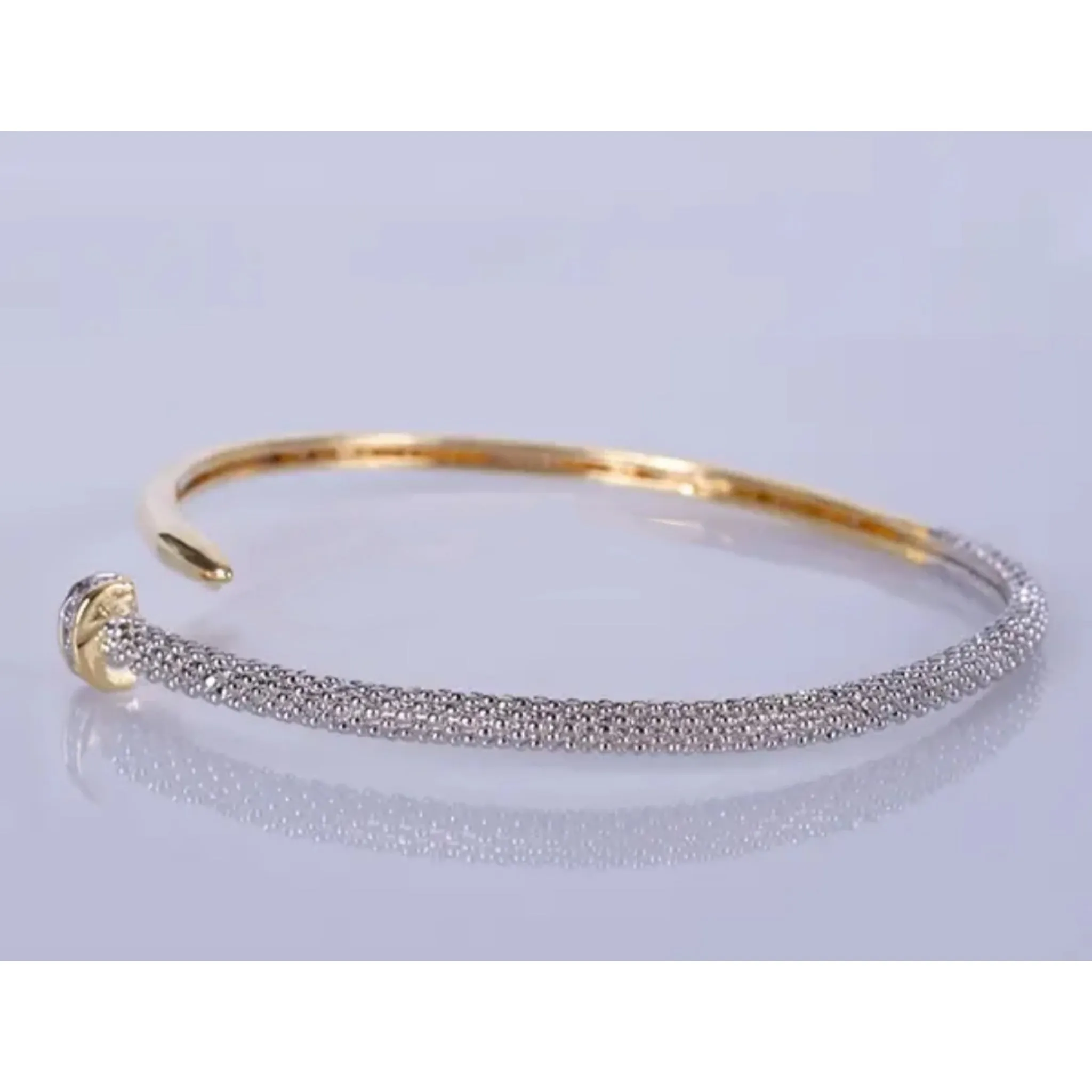 Adjustable Nail Bangle Crystal Embellished