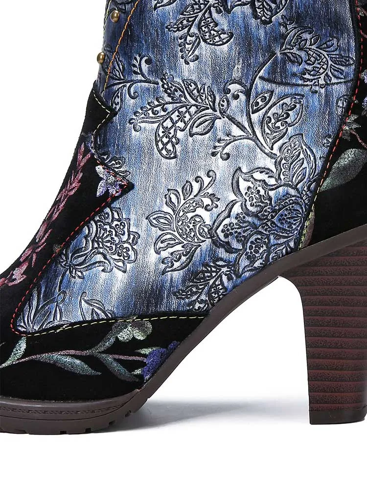 Ainhoa Hand Painted Leather High Heel Boots