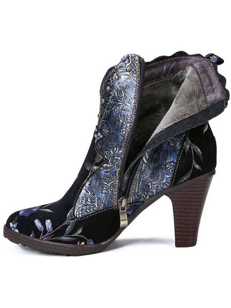 Ainhoa Hand Painted Leather High Heel Boots