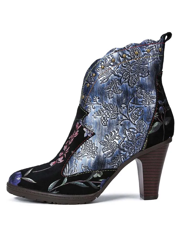 Ainhoa Hand Painted Leather High Heel Boots