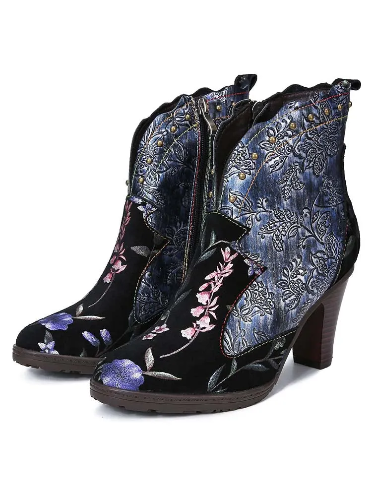 Ainhoa Hand Painted Leather High Heel Boots