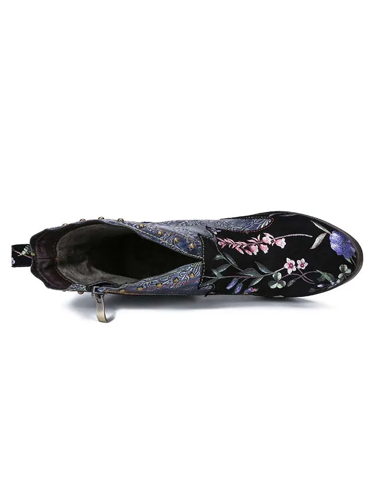 Ainhoa Hand Painted Leather High Heel Boots