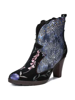 Ainhoa Hand Painted Leather High Heel Boots