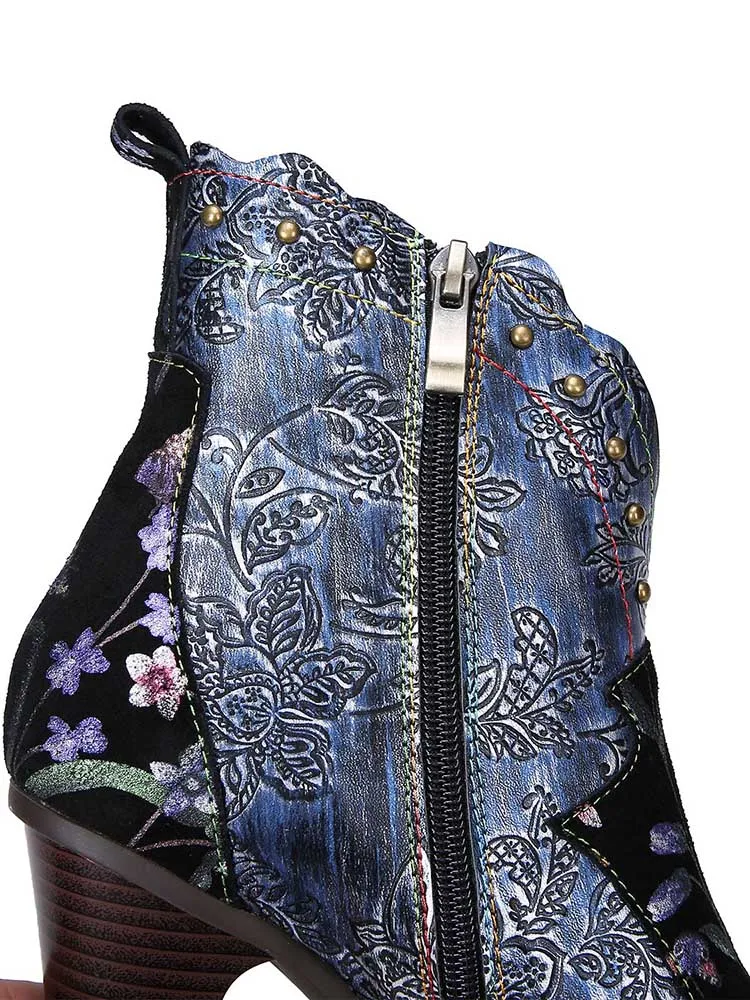 Ainhoa Hand Painted Leather High Heel Boots