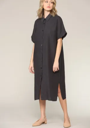 Alexa Linen Shirt Dress, Ink