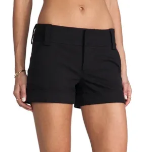 Alice   Olivia Black Cady Cuffed Shorts