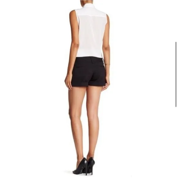 Alice   Olivia Black Cady Cuffed Shorts