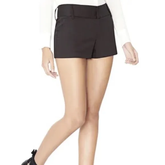 Alice   Olivia Black Cady Cuffed Shorts