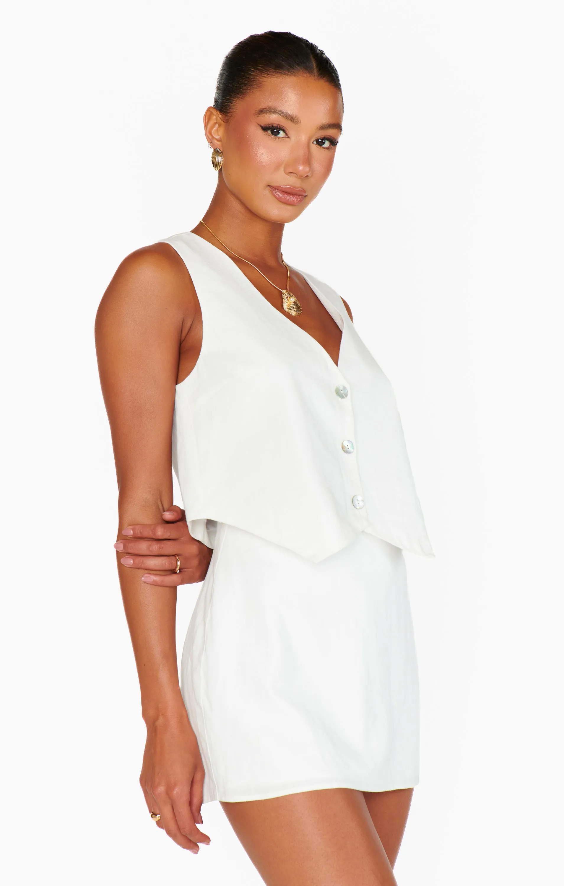 All Night Skort ~ White Linen