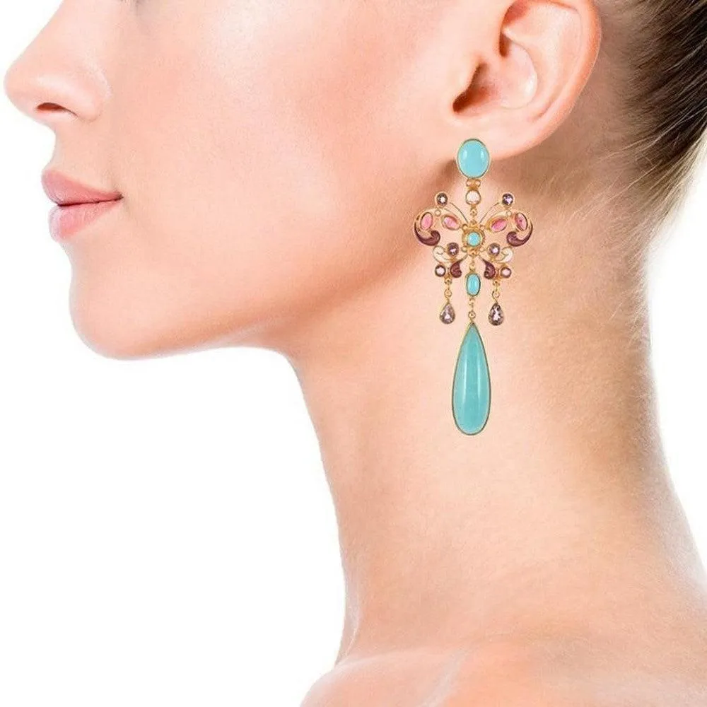 Amazonite Butterfly Drop Earrings