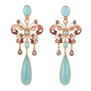 Amazonite Butterfly Drop Earrings
