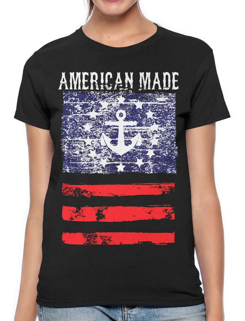 American Made Faded Anchor Flag Women's T-shirt
