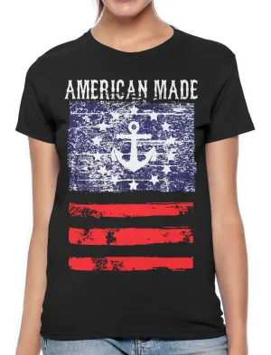 American Made Faded Anchor Flag Women's T-shirt