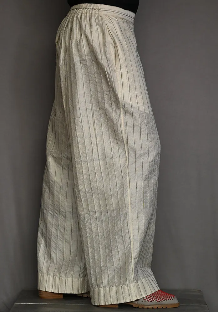 Amrich  Pants Handwoven Silk Threadwork Texture Straight Leg