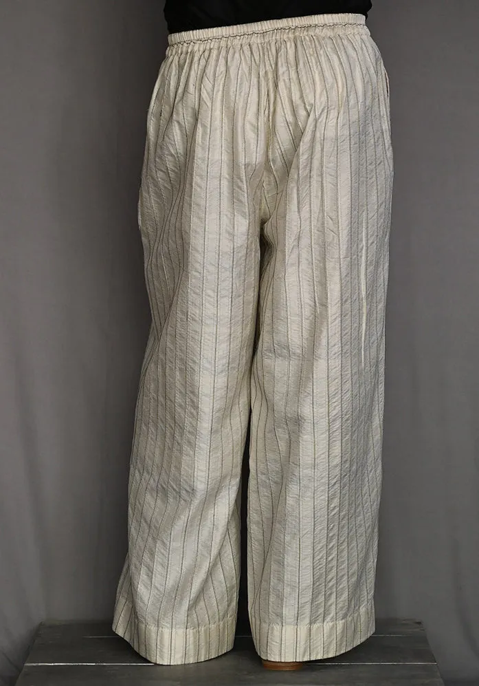 Amrich  Pants Handwoven Silk Threadwork Texture Straight Leg