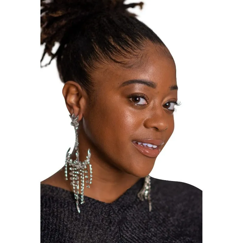 Anchored rhinestone chandelier earrings