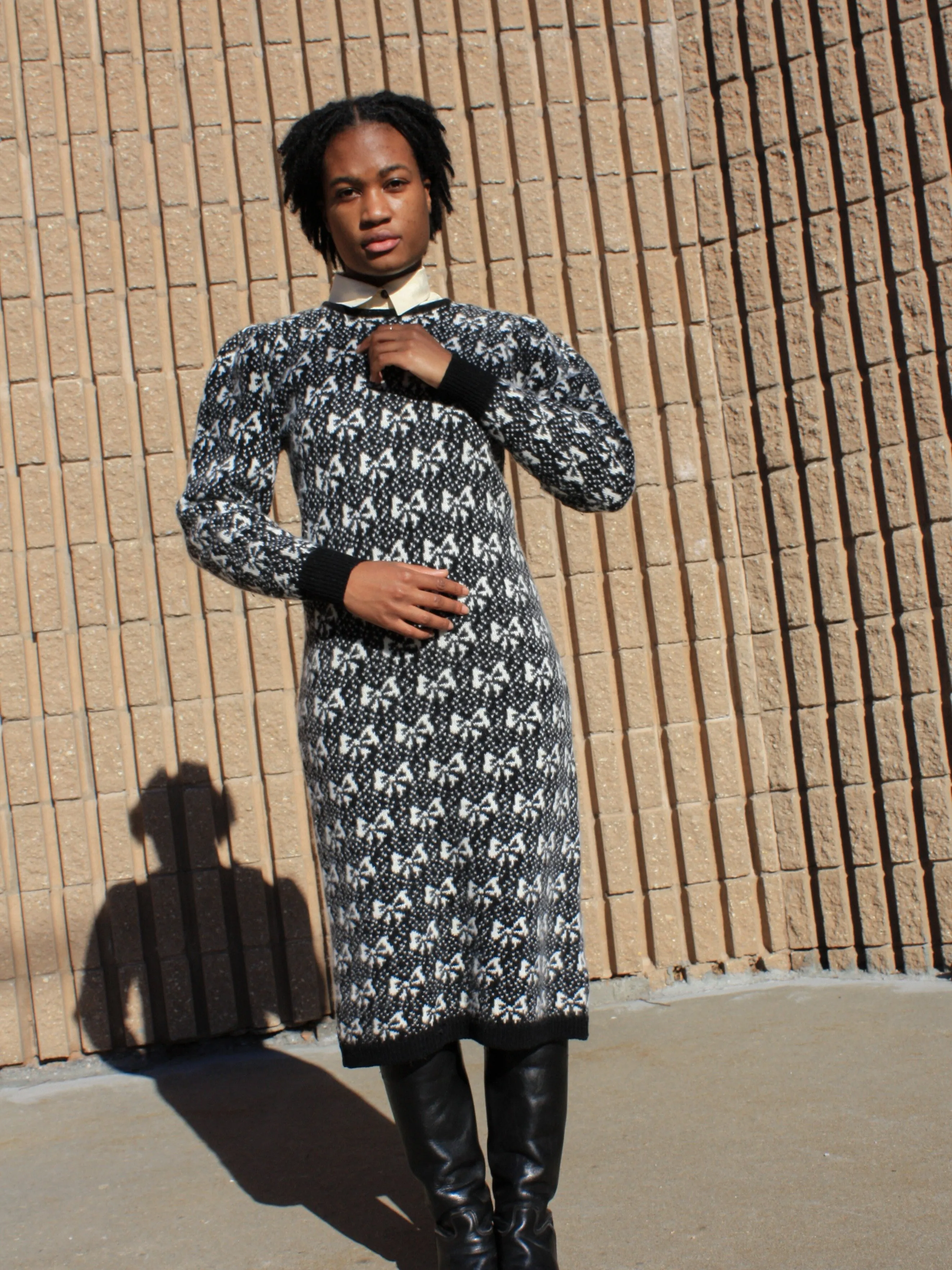 Angora Knit Bow Dress