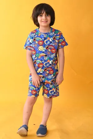 ANIMAL BLUE SLEEPWEAR SHORTS SET - BLUE