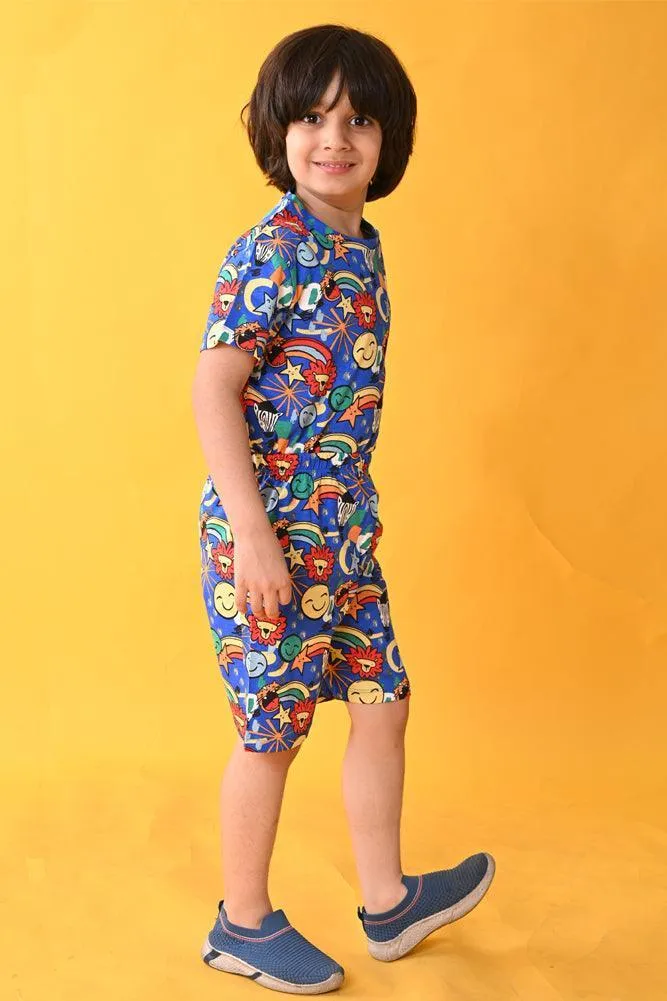 ANIMAL BLUE SLEEPWEAR SHORTS SET - BLUE