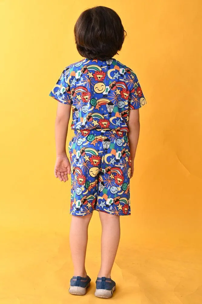ANIMAL BLUE SLEEPWEAR SHORTS SET - BLUE