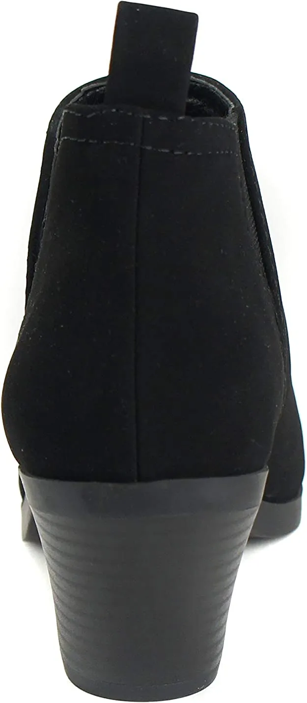 Ankle Boots with V Slit & Block Heel