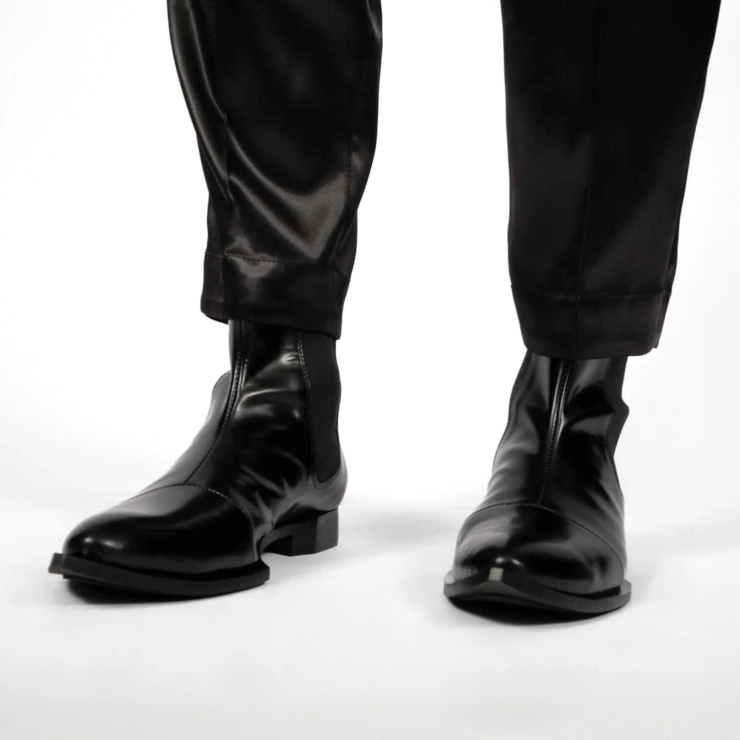 Ankle Cut Leather Boots with Pointed Toes