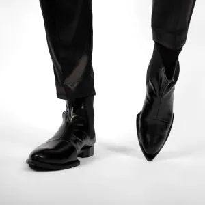Ankle Cut Leather Boots with Pointed Toes