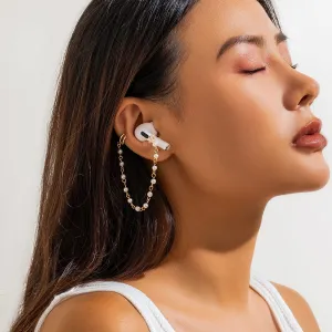 Anti-lost Wireless AirPods Earphone Pearl Chain Ear Cuff Earring