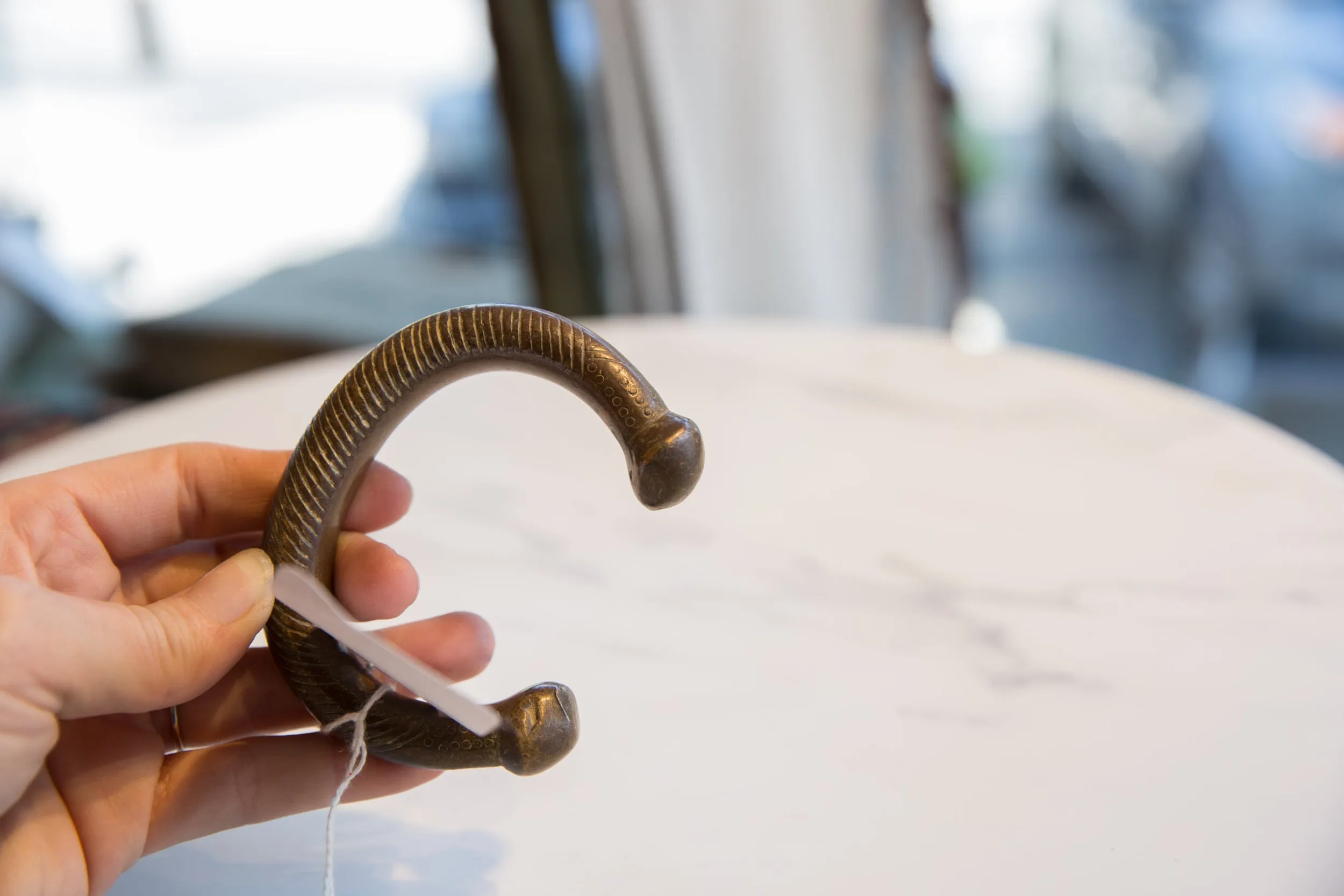 Antique African Bronze Snake Cuff Bracelet